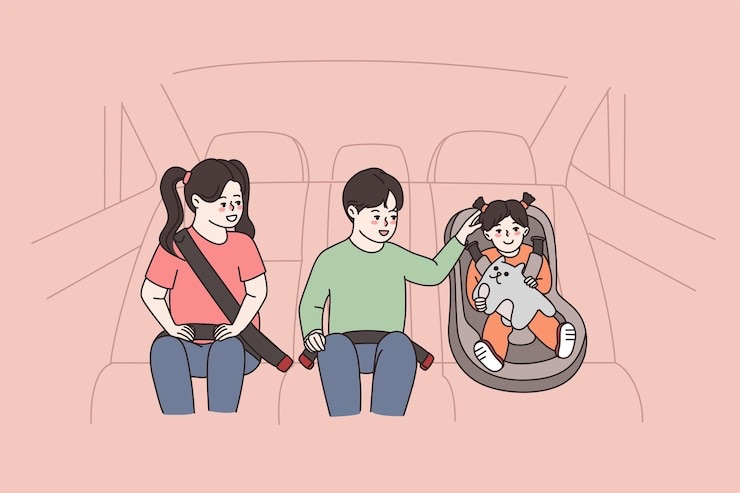 familia viajando parte trasera coche